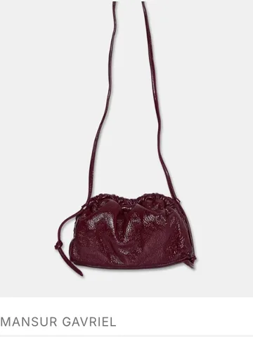 Burgundy mini ruched leather clutch